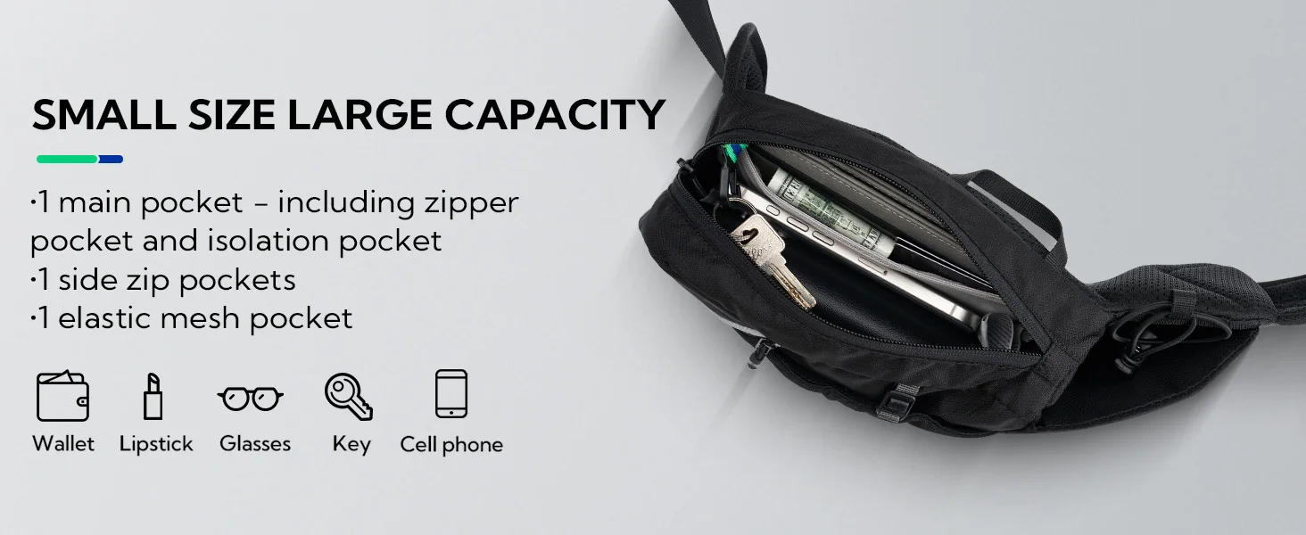 WATERFLY Fanny Pack Waist Bag: Hiking Water Bottle Holder with Strap Waist Pack for Women Men Hydration Hip Packs for Running