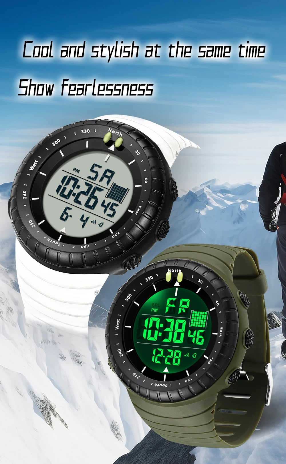 SANDA New 6256 Men's Electronic Watch Large Dial Outdoor Waterproof Sports Watch Night Light Alarm Clock Multi Functional Watch