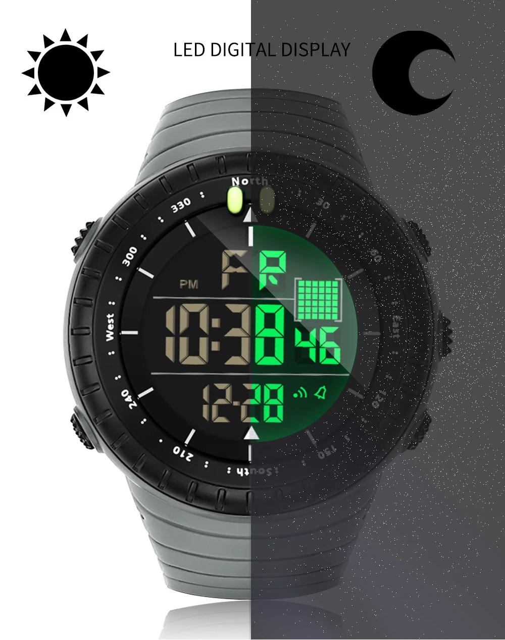 SANDA New 6256 Men's Electronic Watch Large Dial Outdoor Waterproof Sports Watch Night Light Alarm Clock Multi Functional Watch