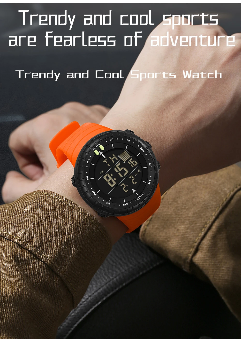 SANDA New 6256 Men's Electronic Watch Large Dial Outdoor Waterproof Sports Watch Night Light Alarm Clock Multi Functional Watch