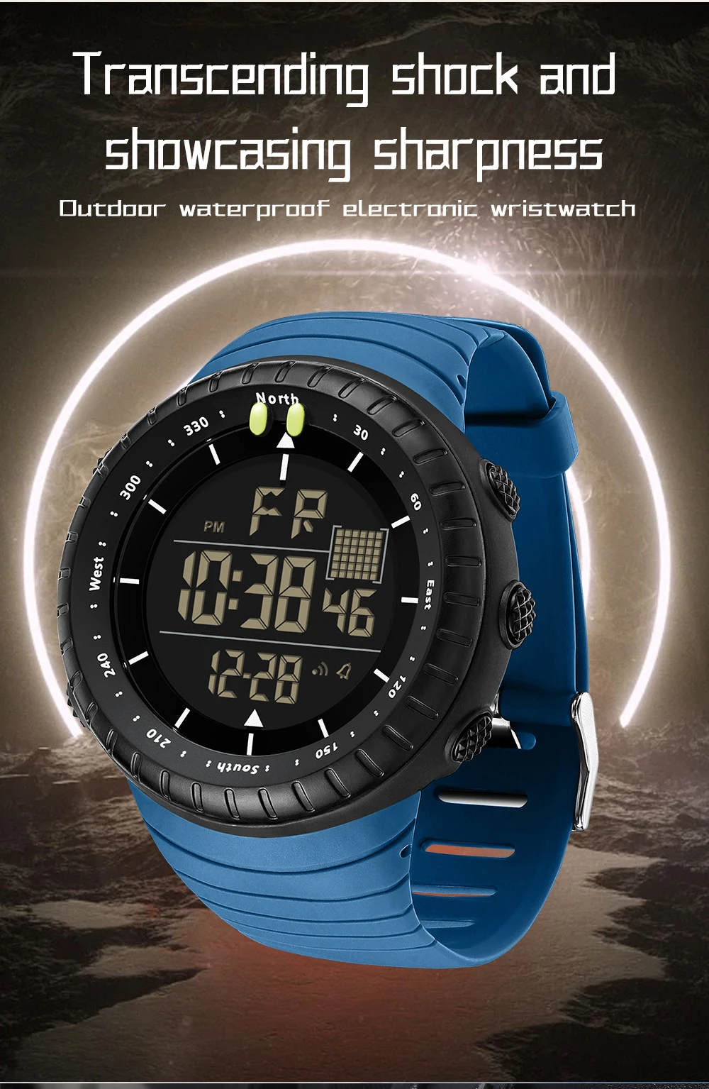 SANDA New 6256 Men's Electronic Watch Large Dial Outdoor Waterproof Sports Watch Night Light Alarm Clock Multi Functional Watch