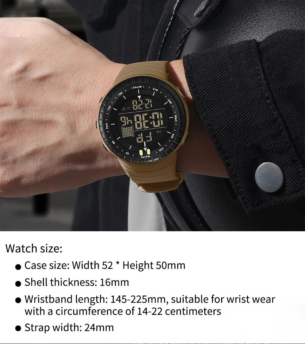 SANDA New 6256 Men's Electronic Watch Large Dial Outdoor Waterproof Sports Watch Night Light Alarm Clock Multi Functional Watch