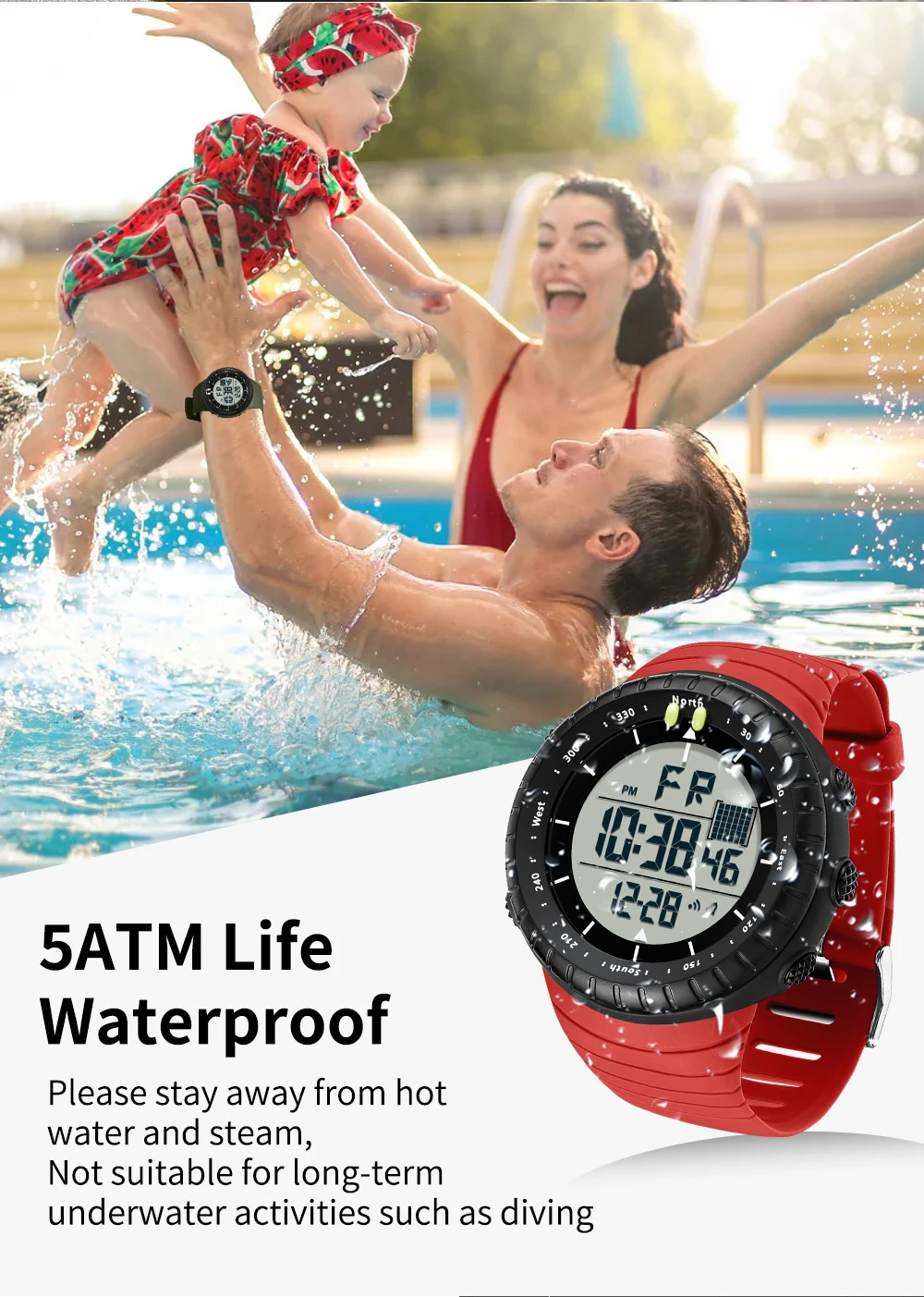 SANDA New 6256 Men's Electronic Watch Large Dial Outdoor Waterproof Sports Watch Night Light Alarm Clock Multi Functional Watch