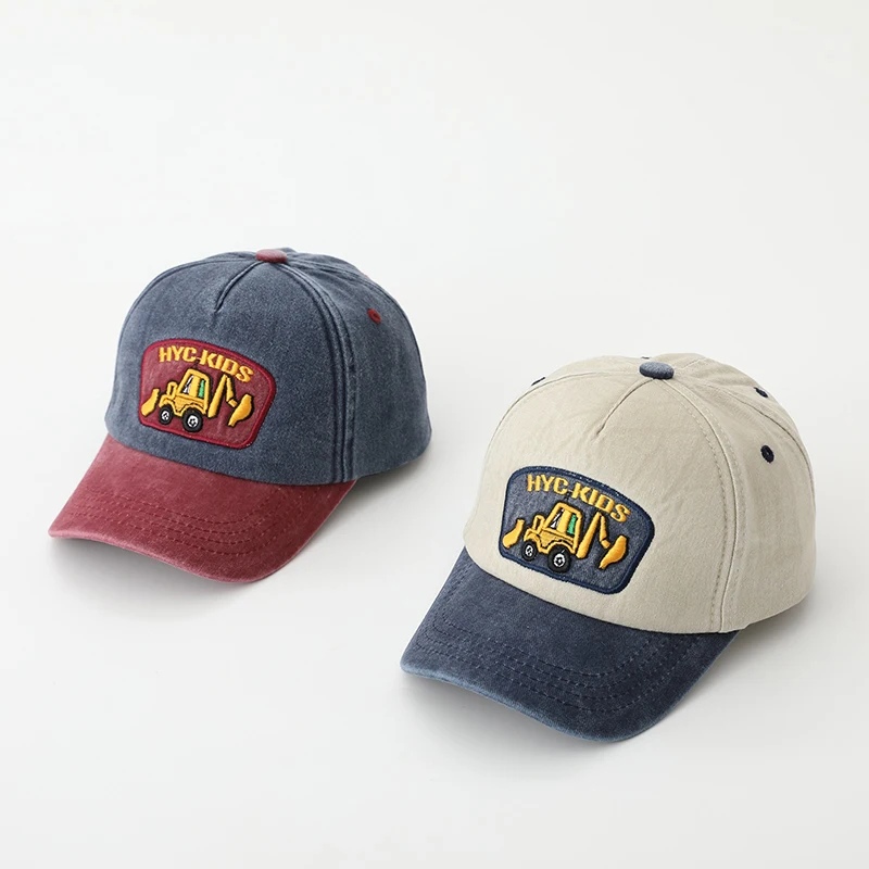 Fashion Letter Children Baseball Hat Solid Color Baby Peaked Cap Cotton Casual Kids Duck Tongue Cap 3-6Year Boy Girl Sun Visors