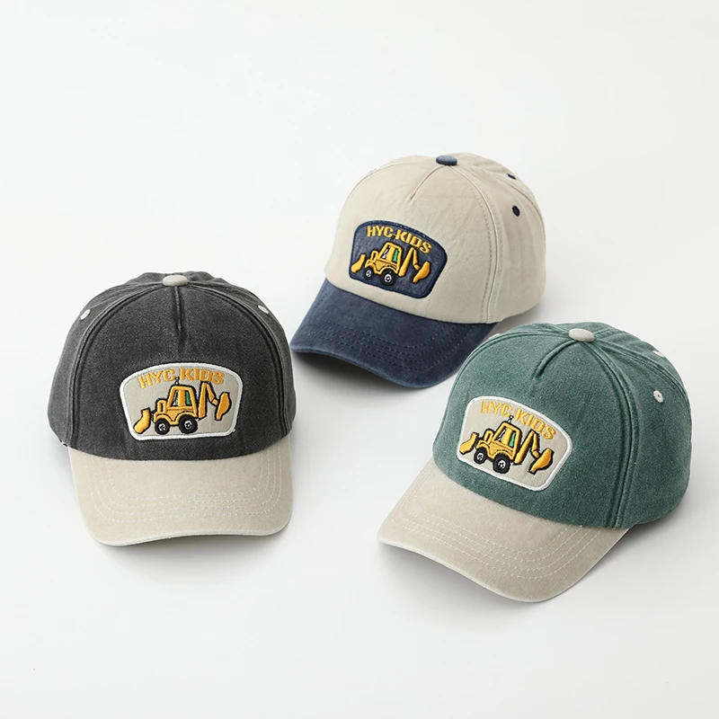 Fashion Letter Children Baseball Hat Solid Color Baby Peaked Cap Cotton Casual Kids Duck Tongue Cap 3-6Year Boy Girl Sun Visors