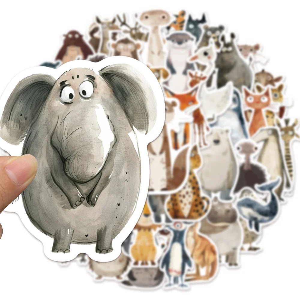 50PCS Weird Animal Watercolor Graffiti Stickers DIY Luggage Skateboarding Motorcycle Waterproof Stickers