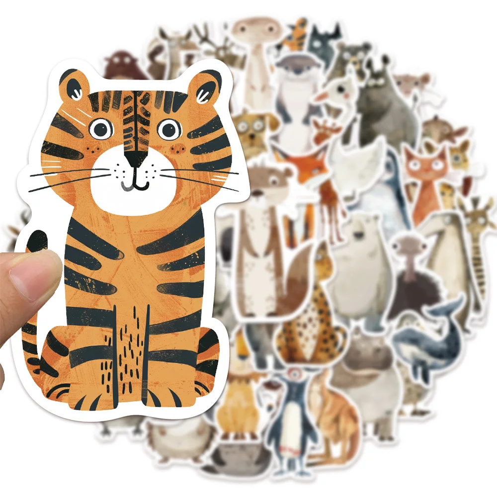 50PCS Weird Animal Watercolor Graffiti Stickers DIY Luggage Skateboarding Motorcycle Waterproof Stickers