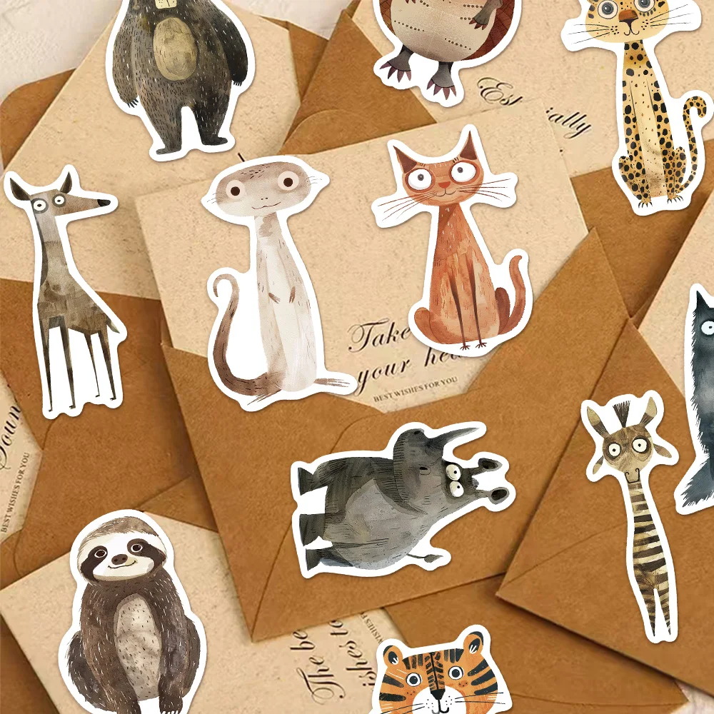 50PCS Weird Animal Watercolor Graffiti Stickers DIY Luggage Skateboarding Motorcycle Waterproof Stickers