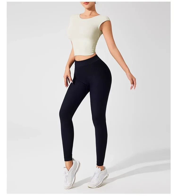 Women's Backless Fitness Clothes with Fixed Chest Pad Beautiful Top Short Sleeve Dance Sport T-Shirt Yoga Wear