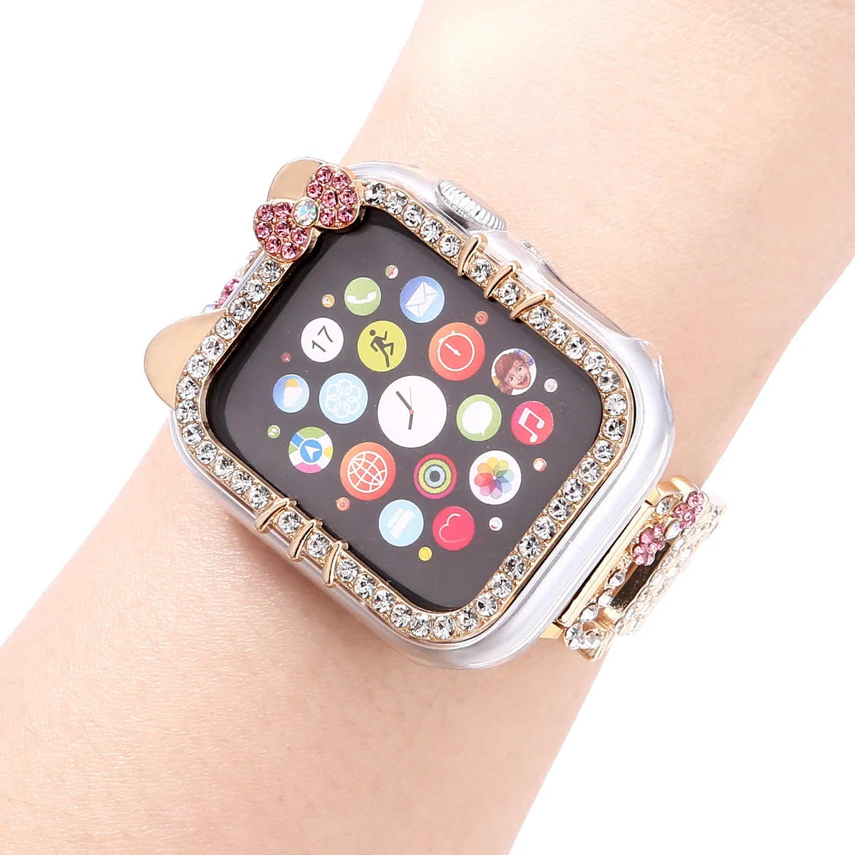 Protective Case for Apple Watch Case 9/8/7 41 46mm 45mm Bling Rhinestone Bumper Frame Cover iWatch Series 10/6/5/4 SE 40mm 44mm