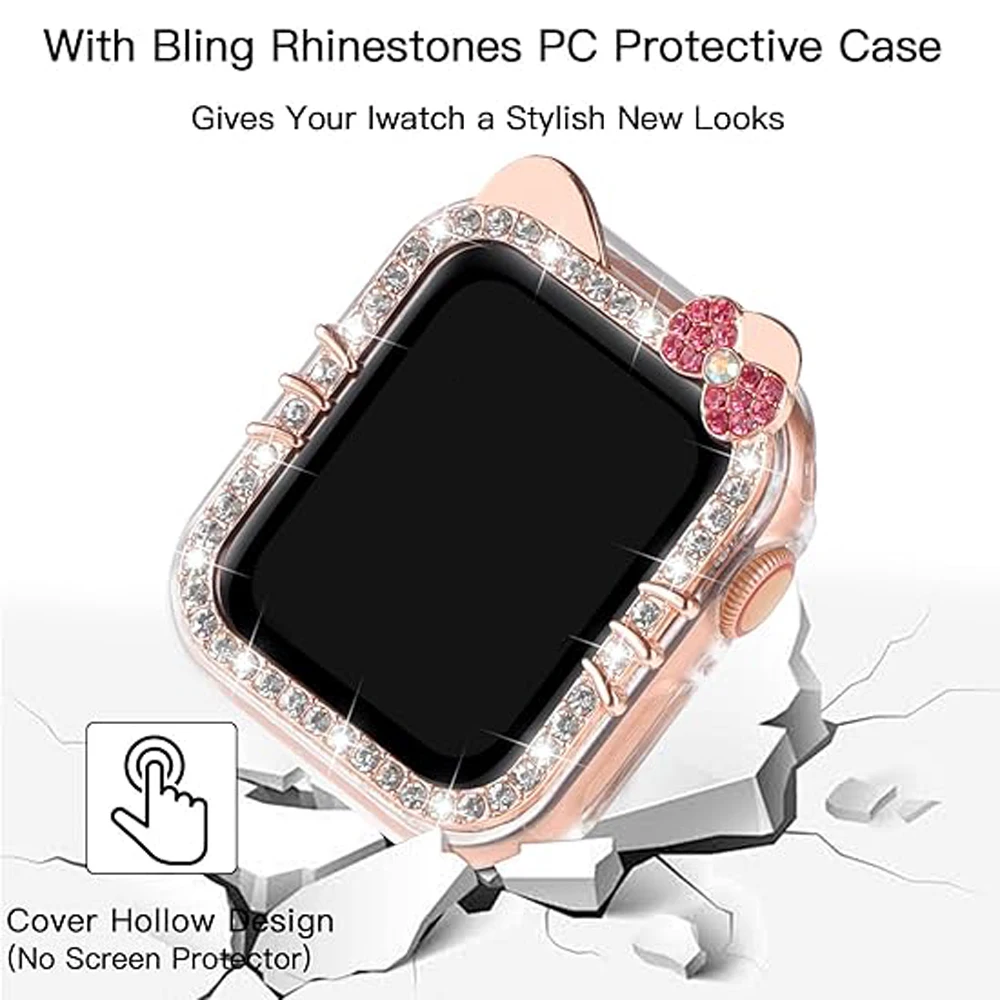 Protective Case for Apple Watch Case 9/8/7 41 46mm 45mm Bling Rhinestone Bumper Frame Cover iWatch Series 10/6/5/4 SE 40mm 44mm
