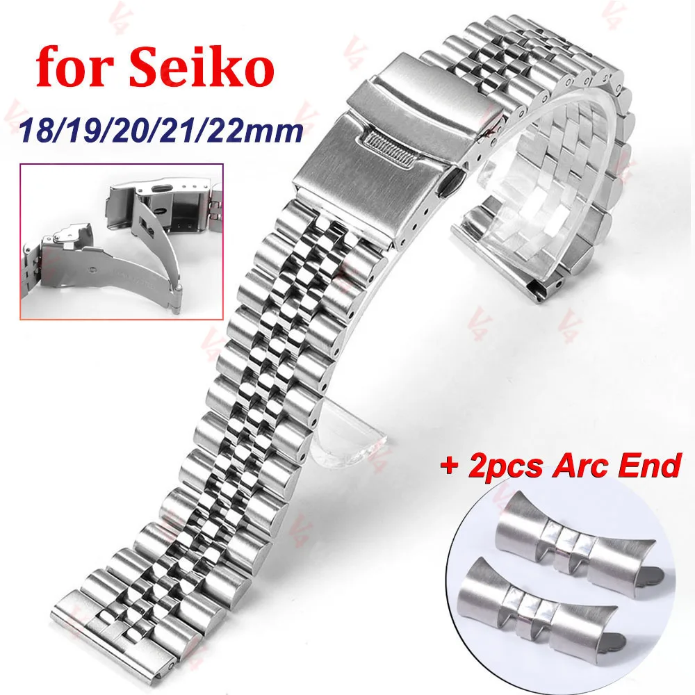 18mm 19mm 20mm 21mm 22mm 24mm Solid Stainless Steel Strap for Seiko SKX for Jubilee Bracelet Curved End Men Watch Accessories