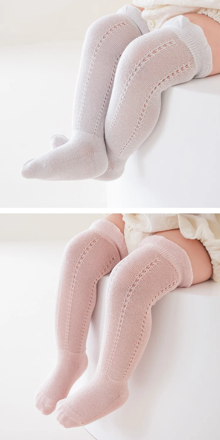 Baby Hollow Out Long Socks Breathable Mesh Cotton Boneless Knee High Sock Summer Thin Newborn Socks For Girls Boys 0-2Years Old