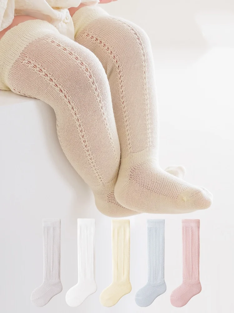 Baby Hollow Out Long Socks Breathable Mesh Cotton Boneless Knee High Sock Summer Thin Newborn Socks For Girls Boys 0-2Years Old