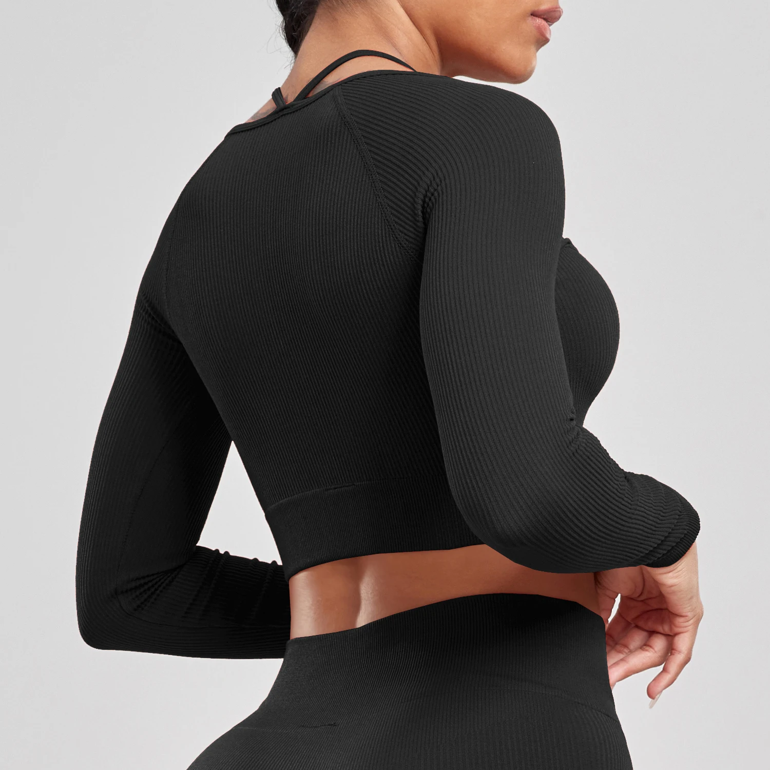 High Waisted Seamless Yoga Leggings, Ribbed Sportswear Tights, Fitness Apparel for Women, Gym and Casual Wear For Fall & Winter
