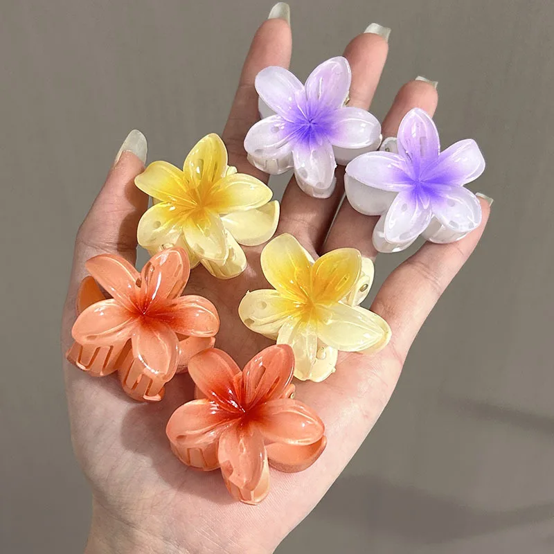 4cm Small Gradient Flower Hair Clips New Sweet Flower Side Barrettes Crab Hairpins Baby Headwear For Women Hair Accessories Gift