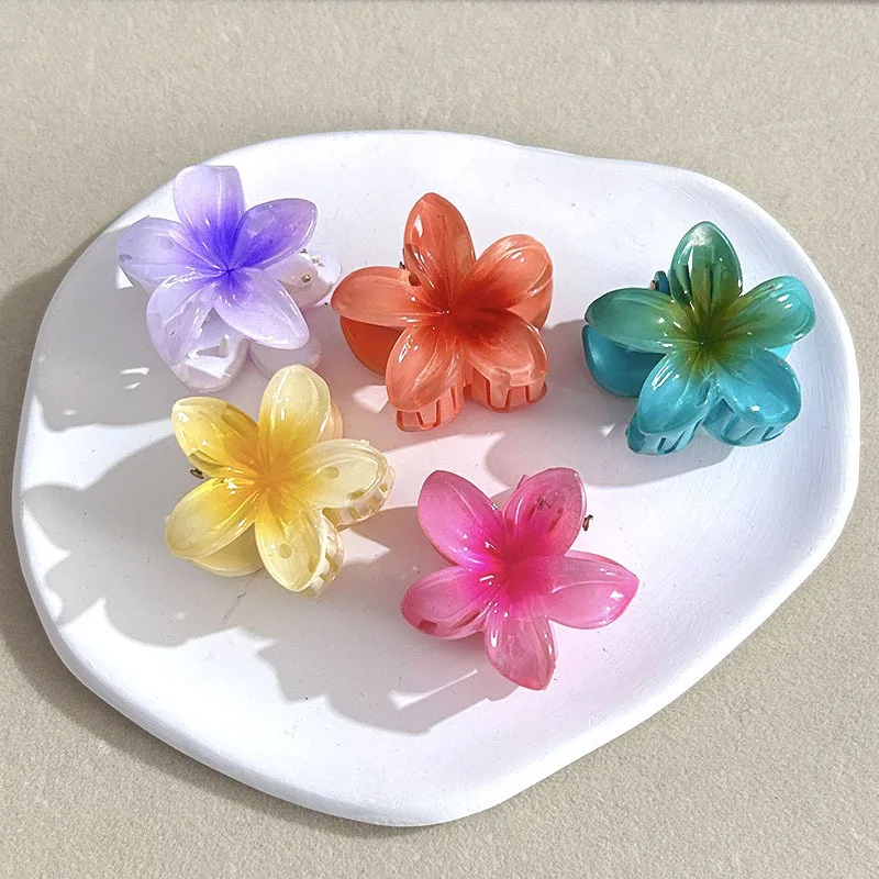 4cm Small Gradient Flower Hair Clips New Sweet Flower Side Barrettes Crab Hairpins Baby Headwear For Women Hair Accessories Gift