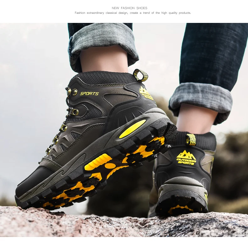 Outdoor Waterproof Hiking Boots Men's Women's Spring And Autumn Hiking Wear-resistant Mountain Sports Boots Hunting Sports Shoes