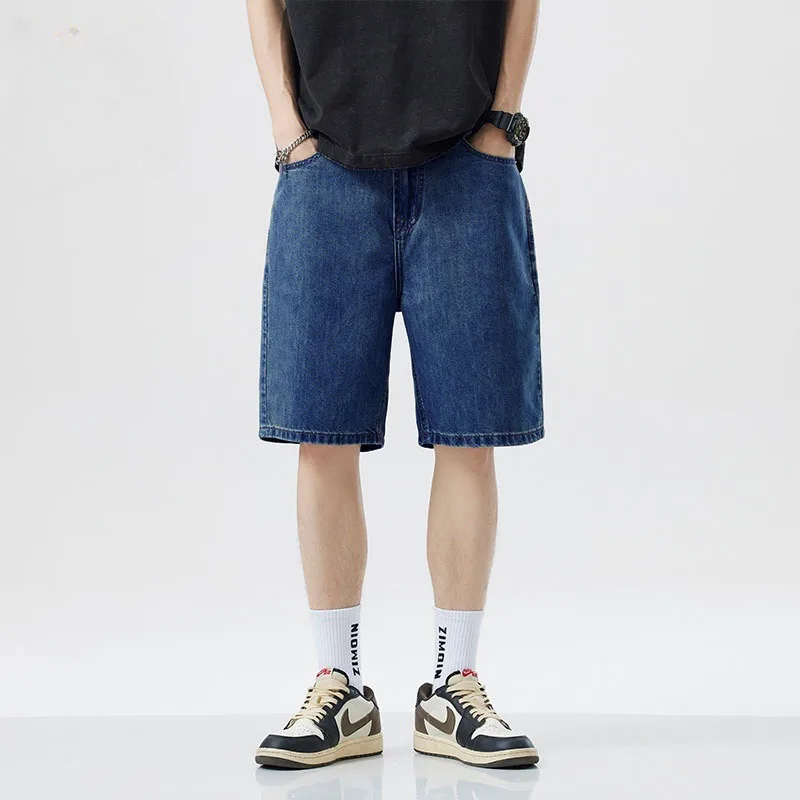 2025 New Summer Shorts Jeans Men Denim Pants Stretch Dark Blue Fashion Design Men's Jeans Slim Straight Male Short Jeans Hombre