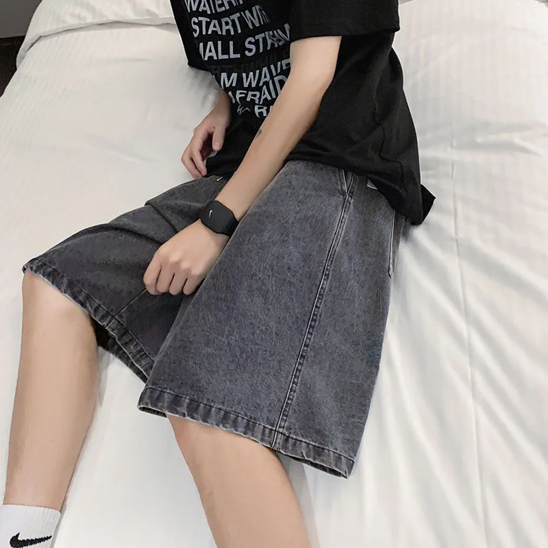 2025 New Summer Shorts Jeans Men Denim Pants Stretch Dark Blue Fashion Design Men's Jeans Slim Straight Male Short Jeans Hombre