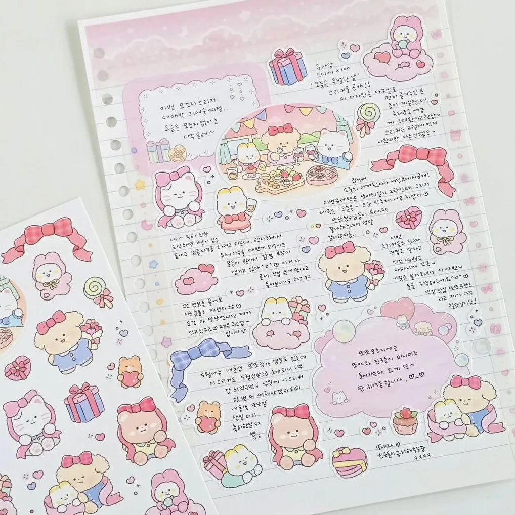 Cute Cartoon Animal Bear Stickers Handbook Diary Planner Notebook Scrapbook Stationery DIY Decorative Waterproof Stickers