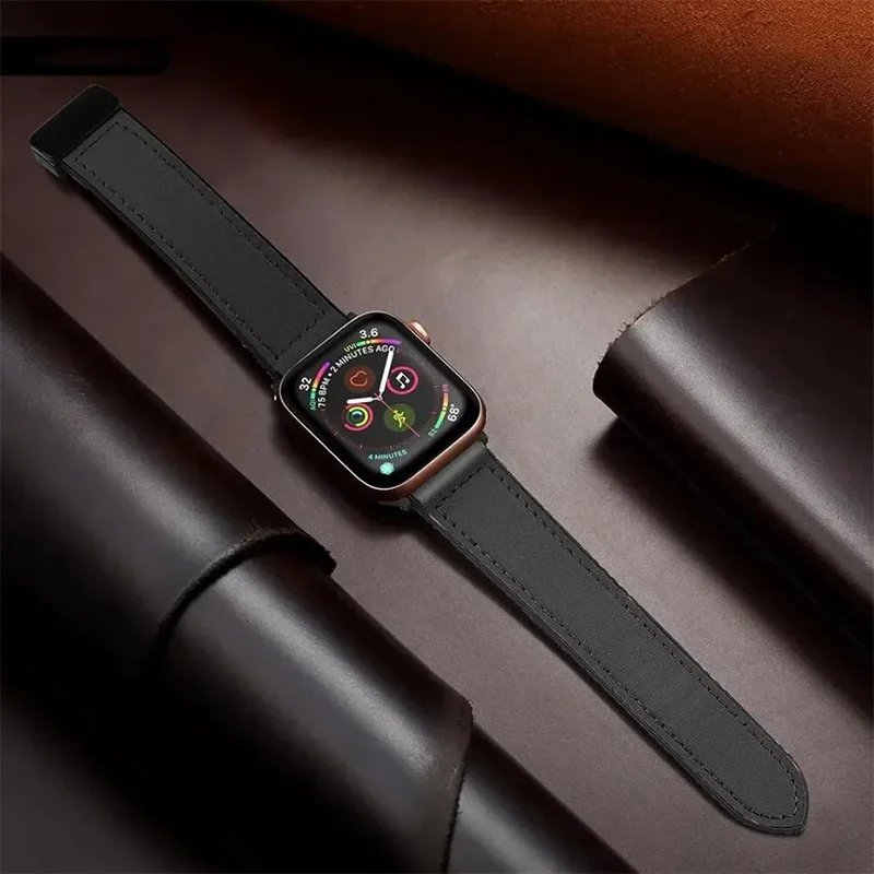 Leather Strap For Apple Watch Band 49mm 44 45 42mm 40 46 38 41mm Magnetic Bracelet Correa Men IWatch Ultra Series 10 9 8 7 SE 6