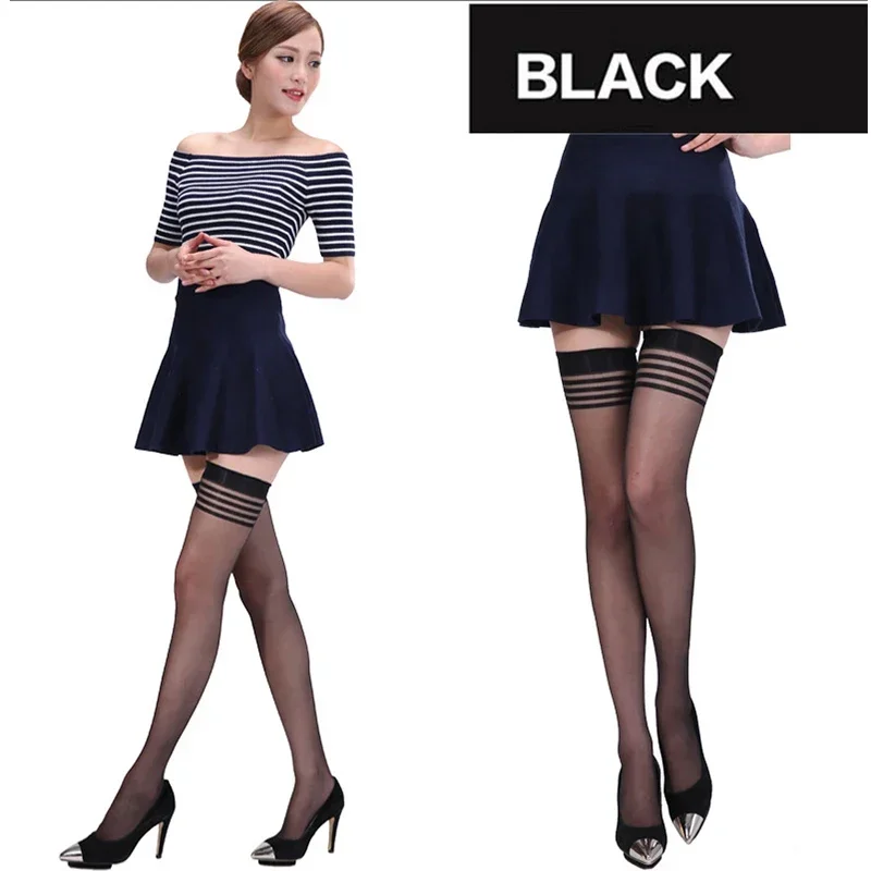 1-4Pairs Sexy Stockings Summer Over Knee Non-Slip Stockings Ultra-thin Silk Shaping Glossy Pantyhose Thigh High Stocking