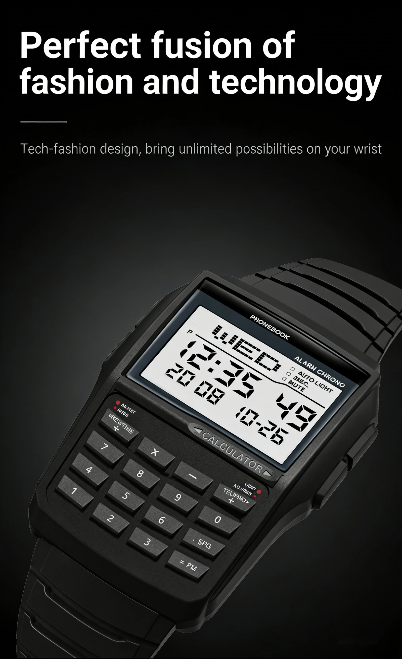Multifunctional Men's Calculator Watch Fashion Luxury LED Electronic Watch Digital Sports Watch Computer Style