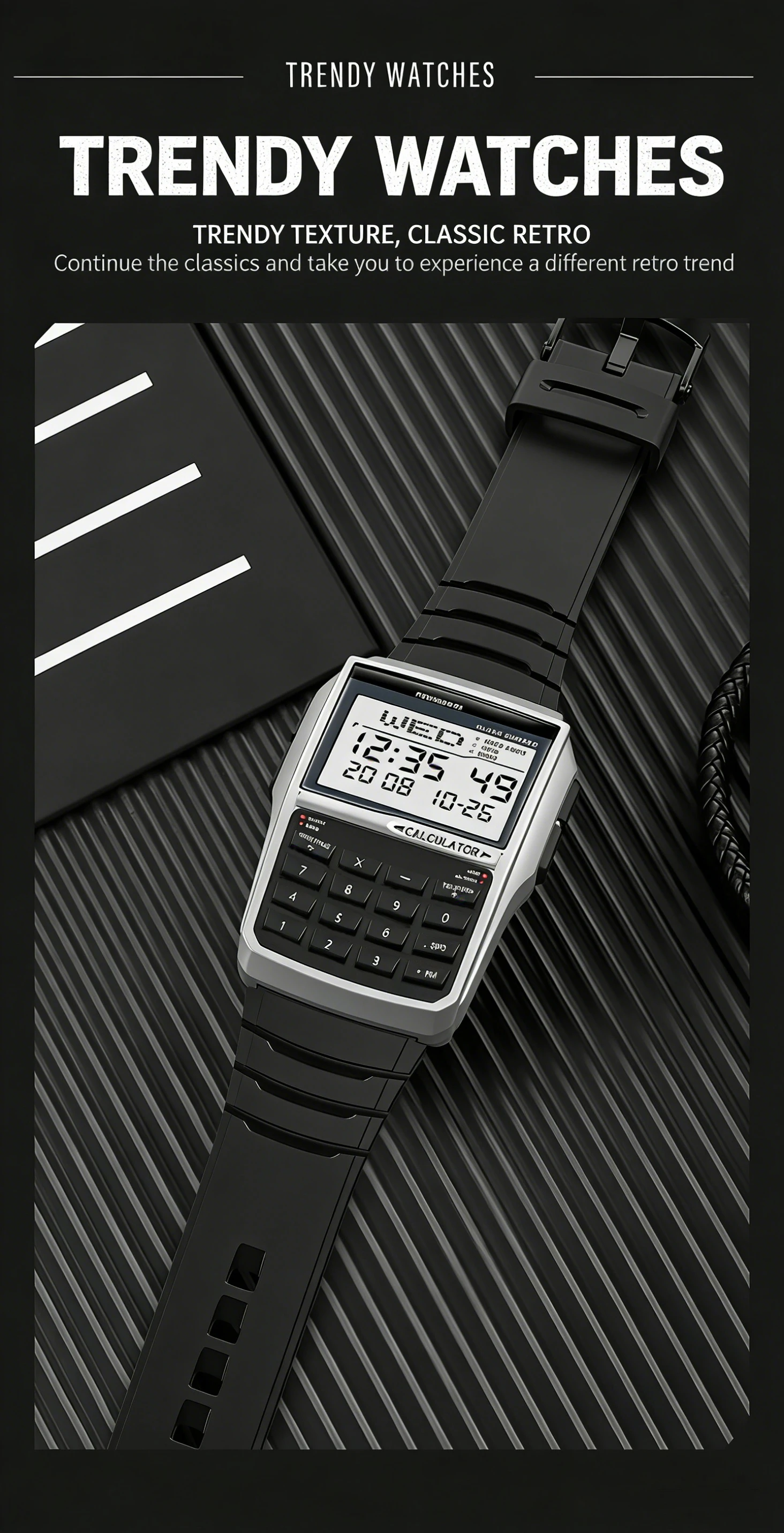 Multifunctional Men's Calculator Watch Fashion Luxury LED Electronic Watch Digital Sports Watch Computer Style