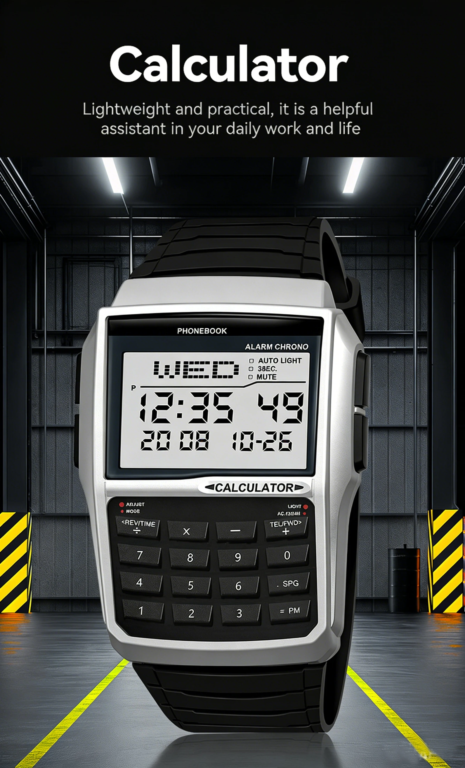 Multifunctional Men's Calculator Watch Fashion Luxury LED Electronic Watch Digital Sports Watch Computer Style
