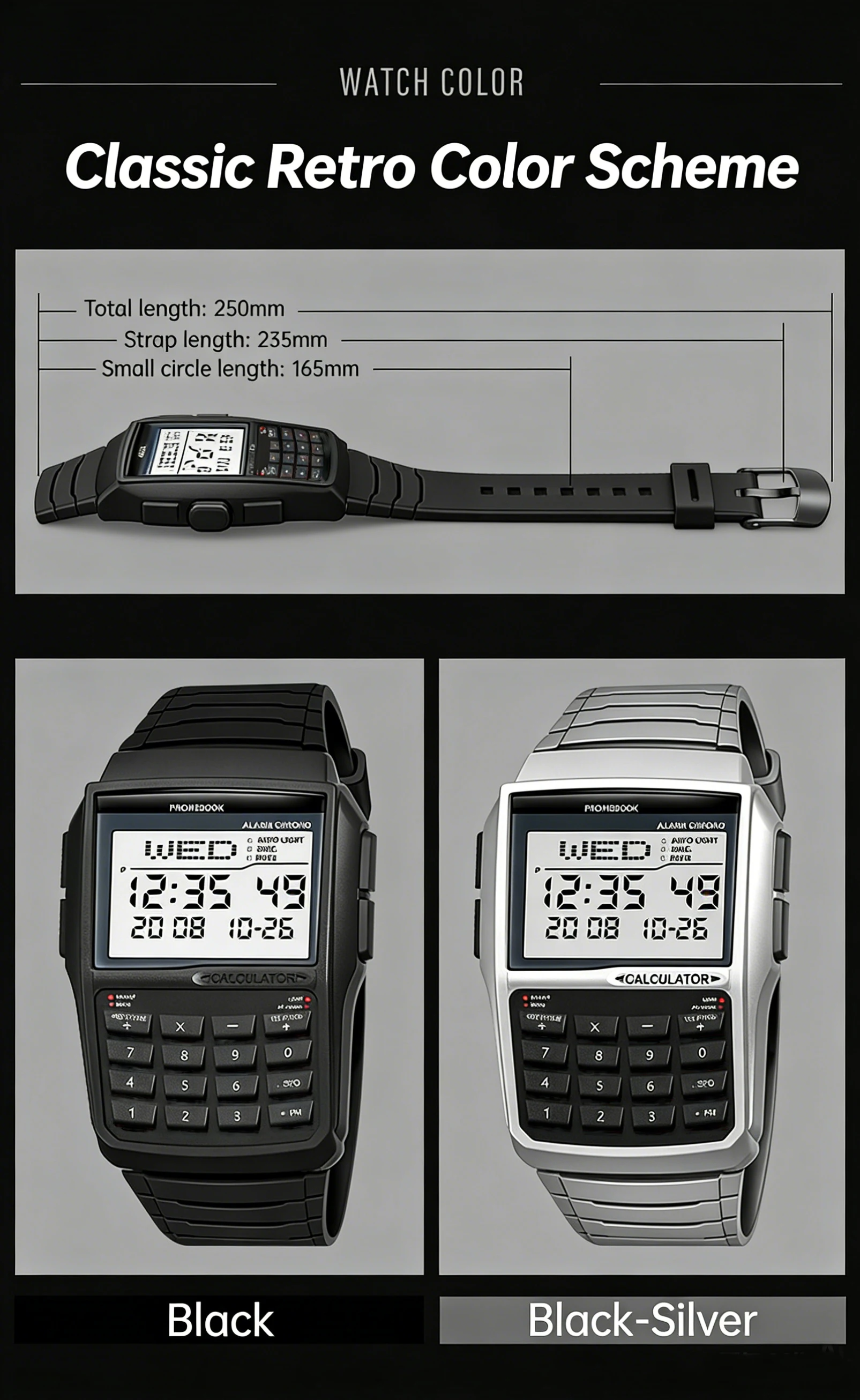 Multifunctional Men's Calculator Watch Fashion Luxury LED Electronic Watch Digital Sports Watch Computer Style