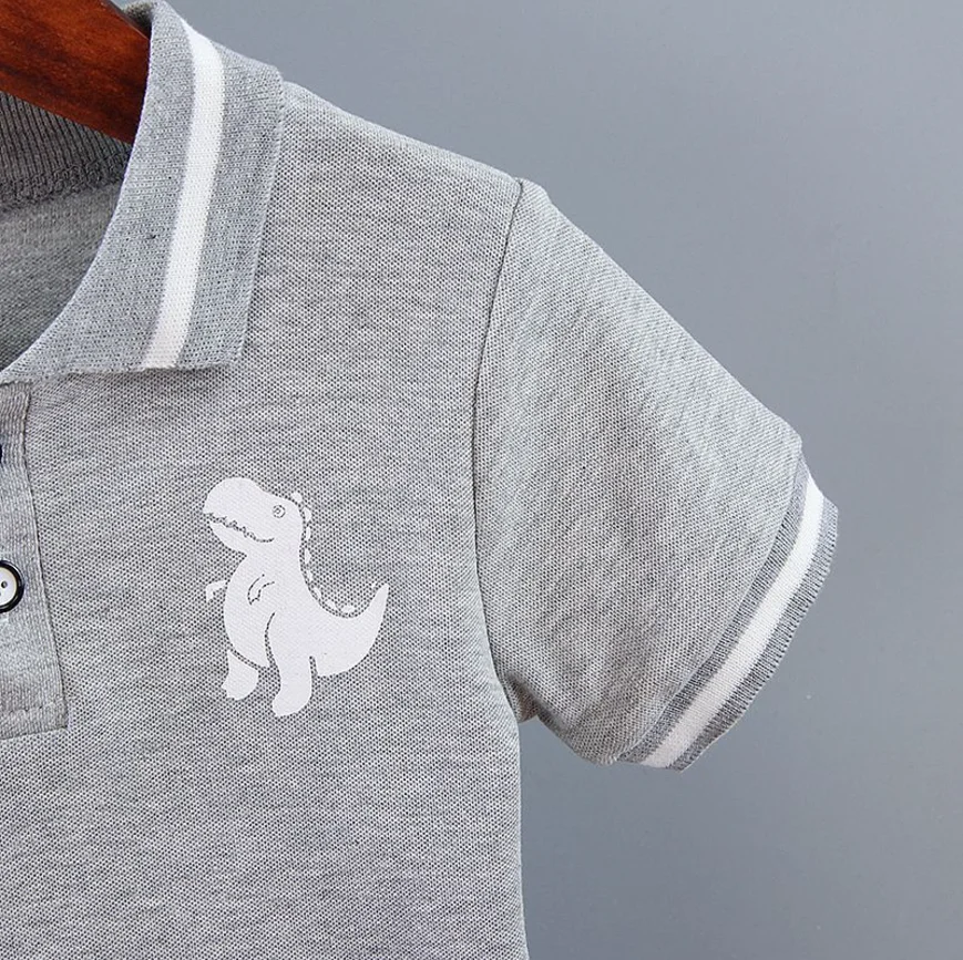 Infant Baby Boy Sets Summer Clothing Casual Sport Suit POLO Shirt + Shorts 2Pcs Set Boys Kids Grey Dinosaur Print Tracksuit