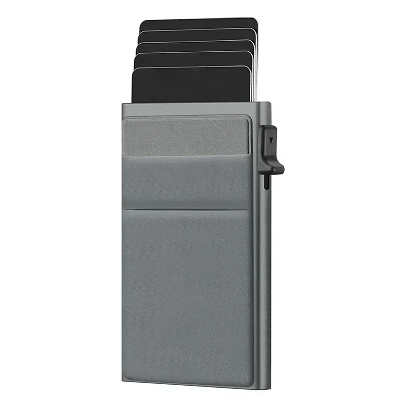 Rfid Anti Blocking Smart ID Bank Credit Card Holder Wallet Metal Thin Slim Men Women Pop Up Minimalist Metal Cardholder Case