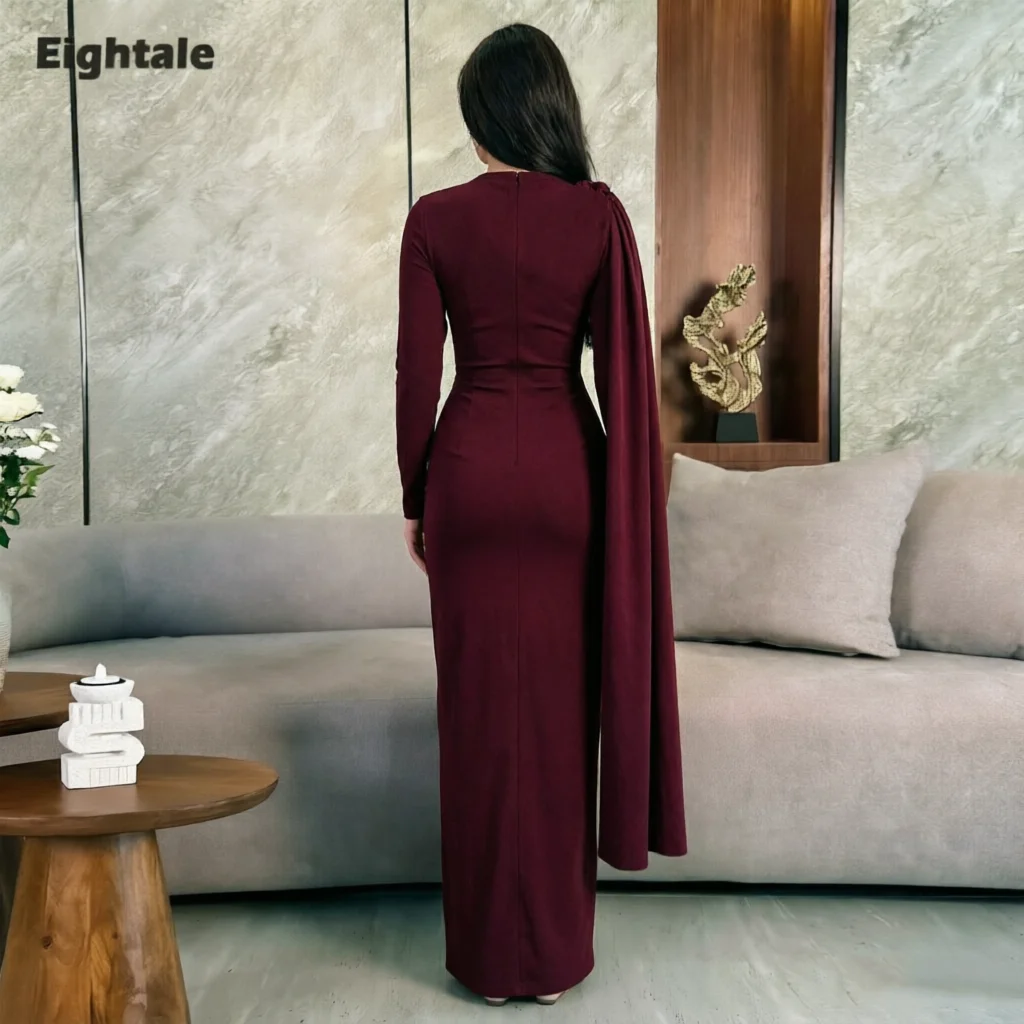Eightale Arabic Evening Dress Prom Gown Customized O-Neck Floor Length One Sleeve Wedding Party Dress Mermaid Robes De Soirée