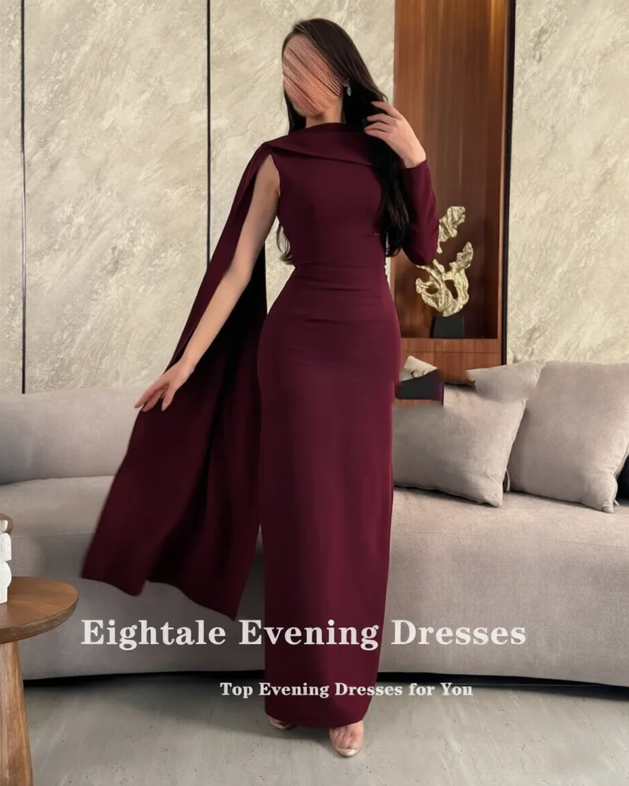 Eightale Arabic Evening Dress Prom Gown Customized O-Neck Floor Length One Sleeve Wedding Party Dress Mermaid Robes De Soirée
