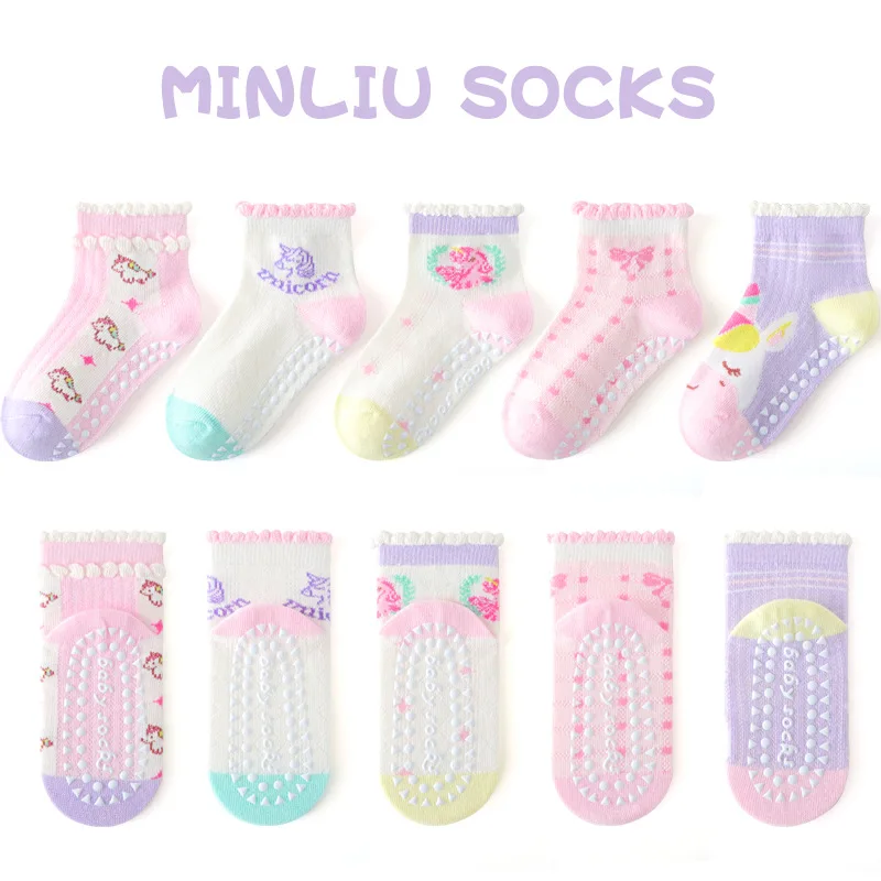 5 Pairs/Set Children Boys Anti-slipping Socks Toddler Boys Indoor Floor Socks Kid Boys Playground Non-slip Socks Baby Socks Pack