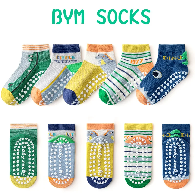 5 Pairs/Set Children Boys Anti-slipping Socks Toddler Boys Indoor Floor Socks Kid Boys Playground Non-slip Socks Baby Socks Pack