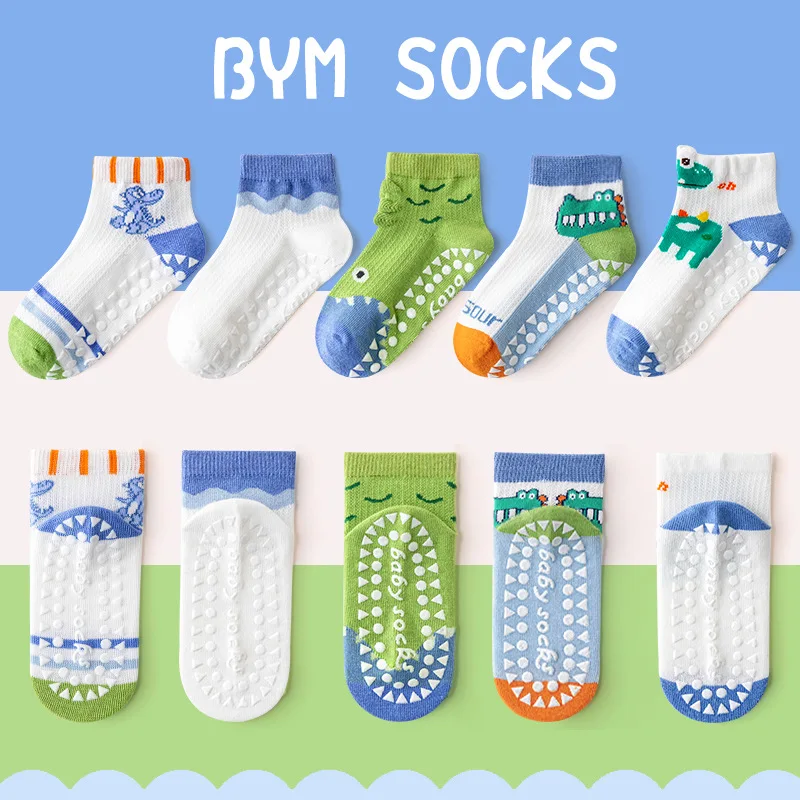 5 Pairs/Set Children Boys Anti-slipping Socks Toddler Boys Indoor Floor Socks Kid Boys Playground Non-slip Socks Baby Socks Pack