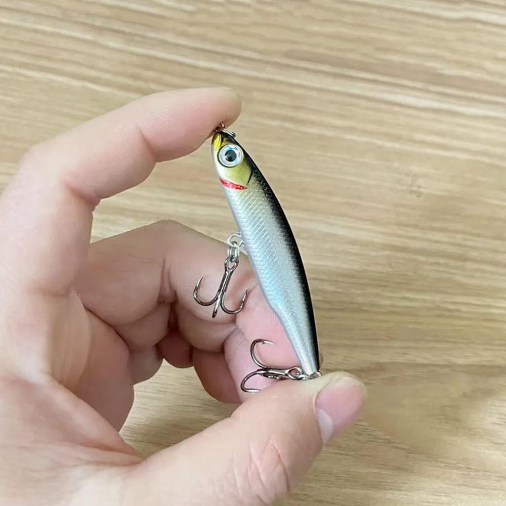 1Pcs Sinking Pencil Fishing Lure Wobblers 5cm 3.5g Mini Artificial Metal Hard Bait Jig 3D Eyes Pesca Trout Fishing Tackle