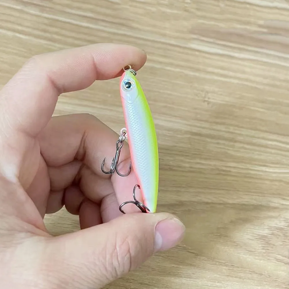 1Pcs Sinking Pencil Fishing Lure Wobblers 5cm 3.5g Mini Artificial Metal Hard Bait Jig 3D Eyes Pesca Trout Fishing Tackle