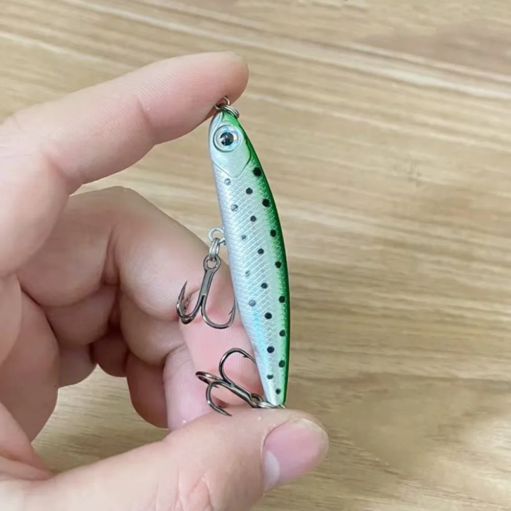 1Pcs Sinking Pencil Fishing Lure Wobblers 5cm 3.5g Mini Artificial Metal Hard Bait Jig 3D Eyes Pesca Trout Fishing Tackle
