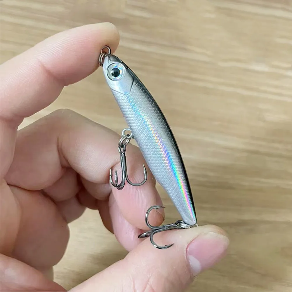 1Pcs Sinking Pencil Fishing Lure Wobblers 5cm 3.5g Mini Artificial Metal Hard Bait Jig 3D Eyes Pesca Trout Fishing Tackle