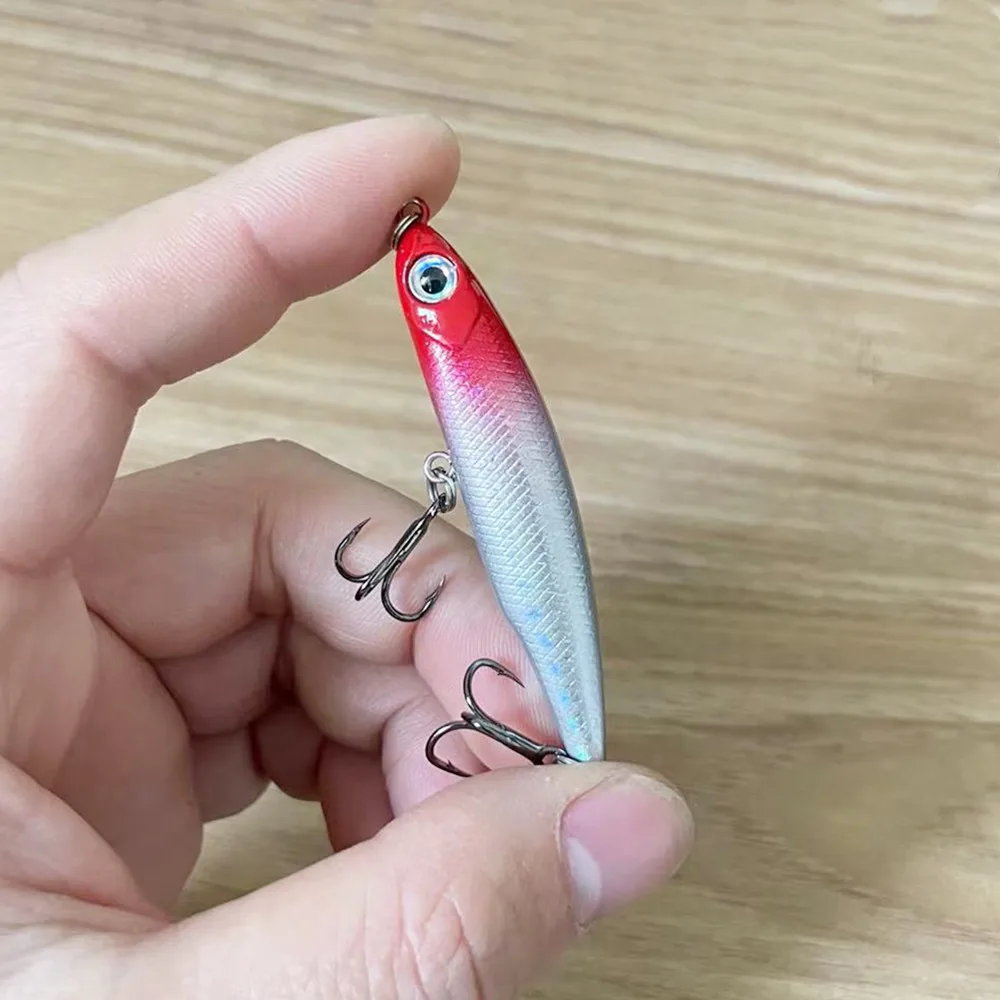 1Pcs Sinking Pencil Fishing Lure Wobblers 5cm 3.5g Mini Artificial Metal Hard Bait Jig 3D Eyes Pesca Trout Fishing Tackle