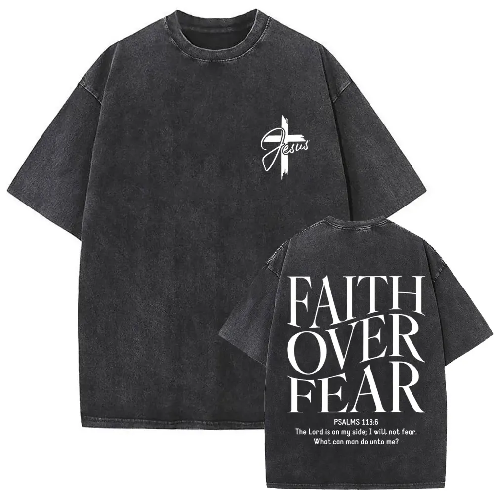 Christian Religious Jesus Forgive Them Father Vintage Washed T-shirt Men Women Gothic Rock Oversized T Shirts Tops Streetwear