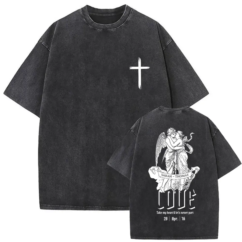 Christian Religious Jesus Forgive Them Father Vintage Washed T-shirt Men Women Gothic Rock Oversized T Shirts Tops Streetwear