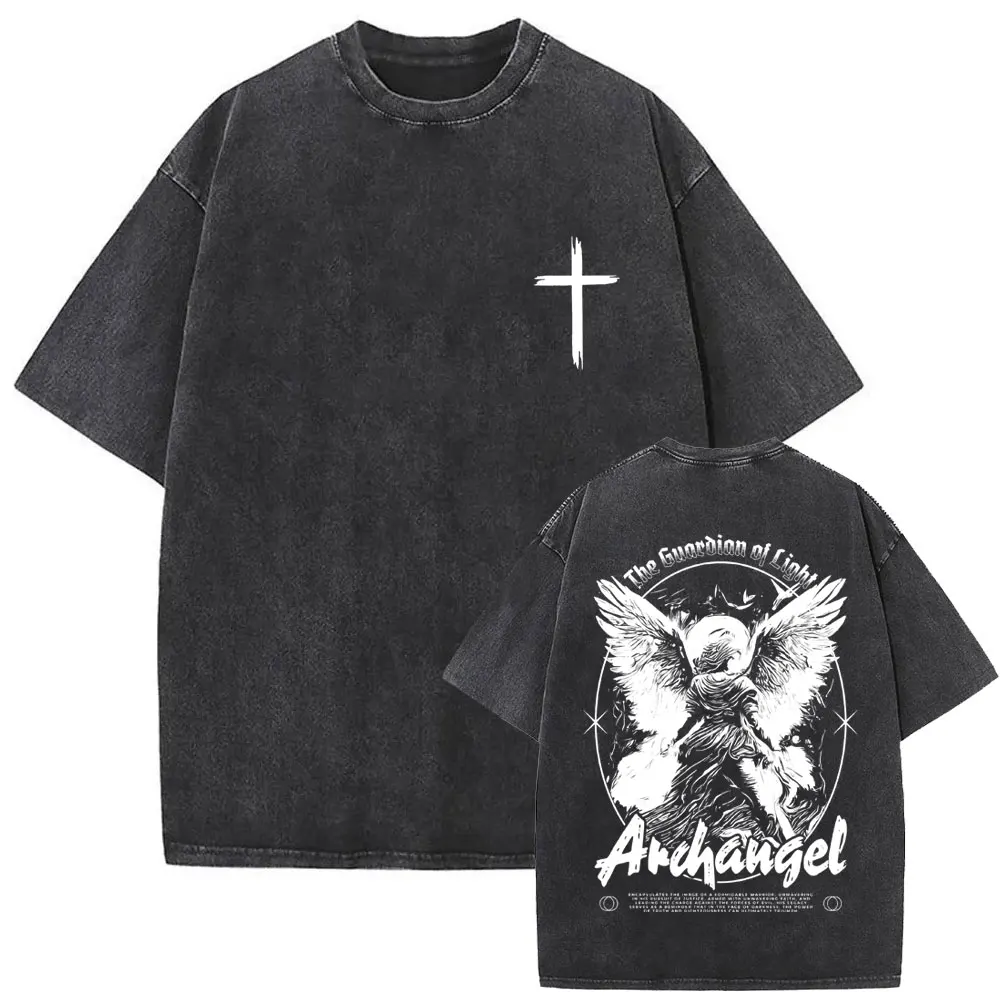Christian Religious Jesus Forgive Them Father Vintage Washed T-shirt Men Women Gothic Rock Oversized T Shirts Tops Streetwear