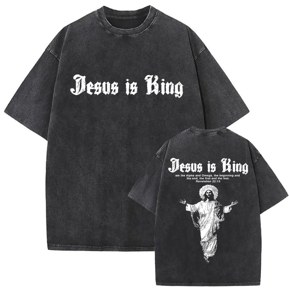 Christian Religious Jesus Forgive Them Father Vintage Washed T-shirt Men Women Gothic Rock Oversized T Shirts Tops Streetwear