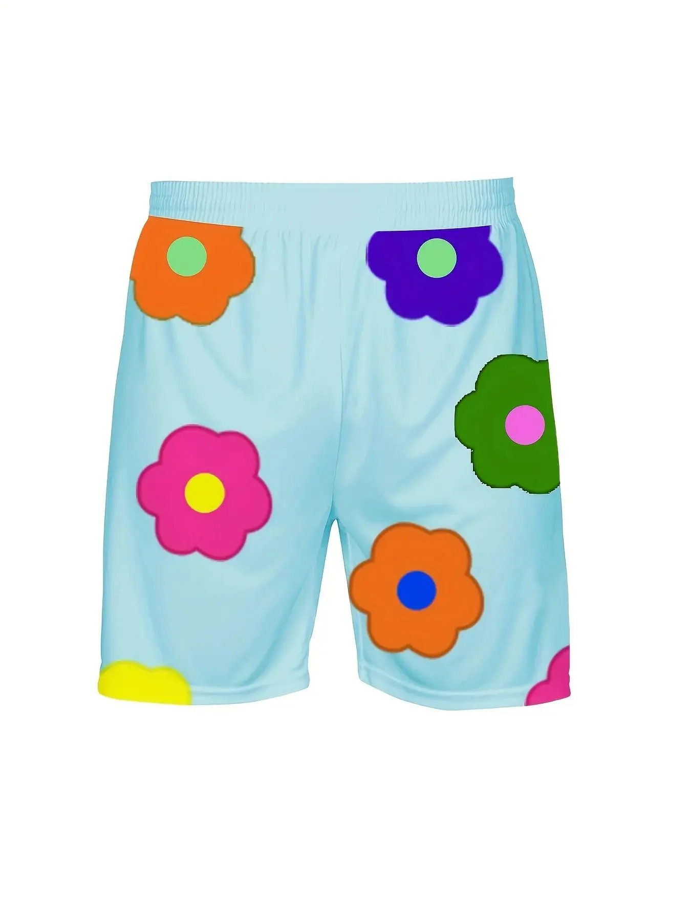 Summer 2025 New Men's Set with Colorful Flower Prints, Casual Set with Round Neck, Short Sleeve T-Shirt and Shorts, Summer Outdo