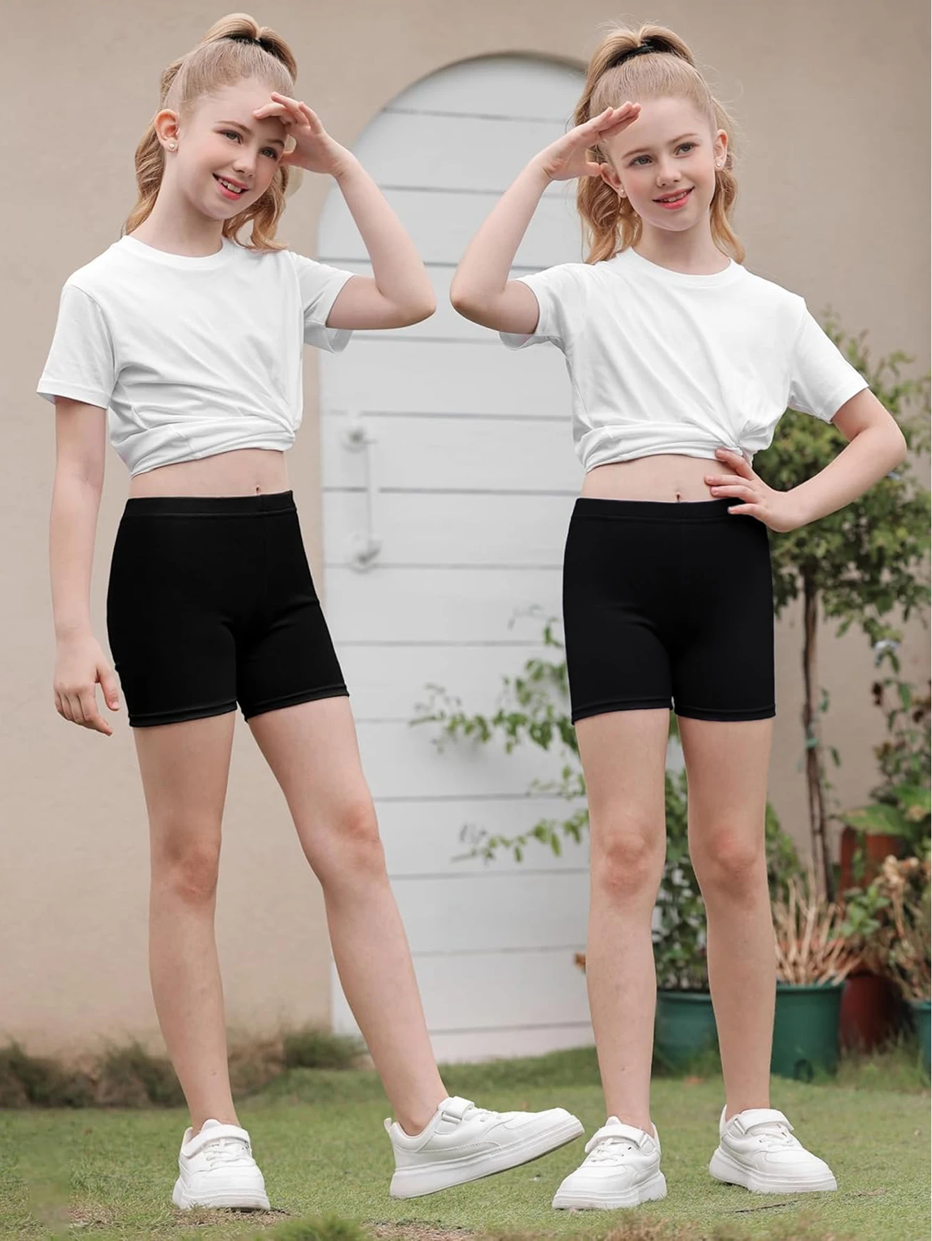 2 Piece Girls Running Thin Leggings Cartwheel Shorts Safety Comfortable Soft Shorts