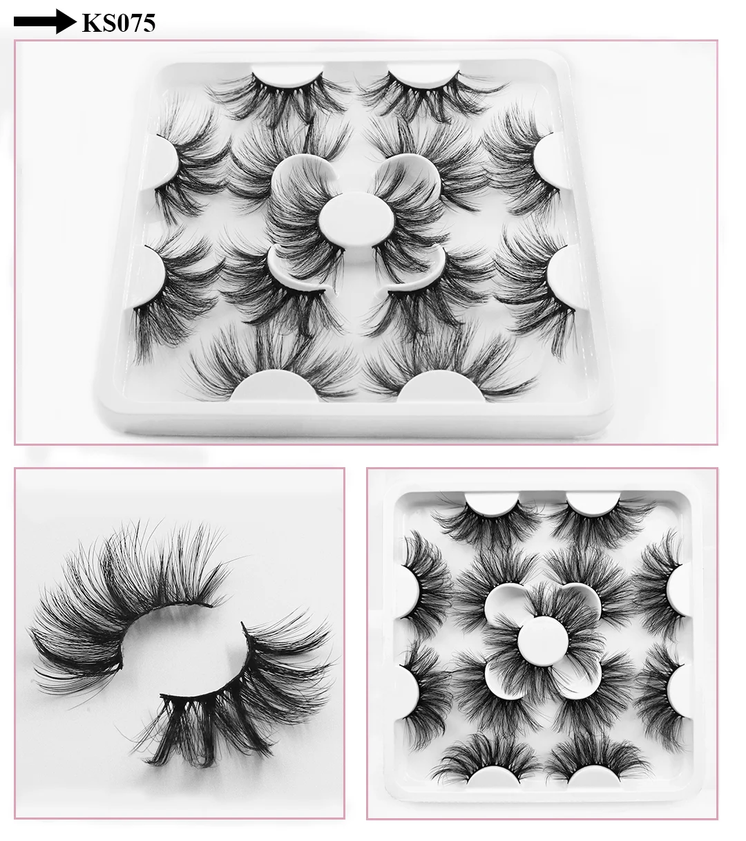 7 Pairs of 25mm Mink Eyelashes in Bulk, Russian Fluffy Natural False Eyelashes, 8 Pairs of 3D Natural False Eyelashes in Bulk